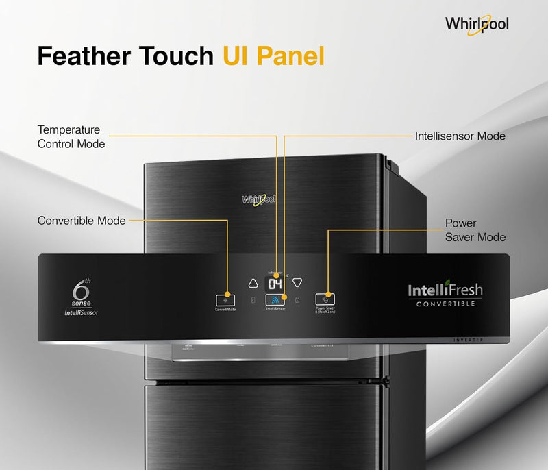 Whirlpool 411L 2 Star IntelliFresh Convertible Inverter Frost Free Double Door Refrigerator (IF INV CNV 455 Steel Onyx-Z, 2s)