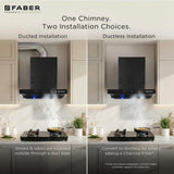 Faber Atom 60cm 1500m³/hr BLDC Autoclean Filterless T-Shape Chimney|Built In Oil Collector|Touch & Gesture Control | Hood ATOM BLDC TC FL HC SC BK IN 60