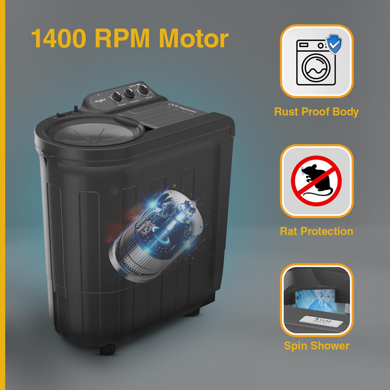 Whirlpool 7.5 kg 5 Star, Ace Wash Station Semi Automatic Top Load Grey (Touched Up)