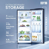 IFB 187L 2 Star Direct-Cool Single Door Refrigerator (IFBDC-2132NBFE, Floral Falls Blue) Extraordinary Space with Humidity Controller