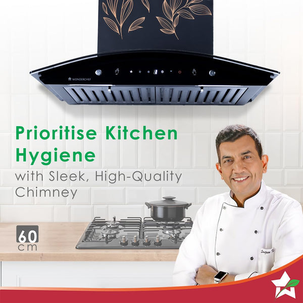 WONDERCHEF Ruby Curve Flora 60 cm Auto Clean Wall Mounted Chimney