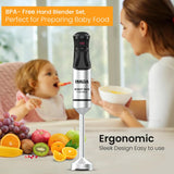 INALSA Hand Blender 1500Watts|Silent DC Copper Motor|Variable Speed with Stepless Technology|Anti-Splash Technology| Detachable Stainless Steel Stem-Robot INOX 1500 Nero