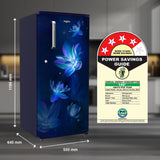 Whirlpool 184 L 4 Star Inverter Direct-Cool Single Door Refrigerator (205 WDE ROY 4SInv SAPPHIRE FLOWER RAIN-Z, Blue, Base Stand with Drawer)