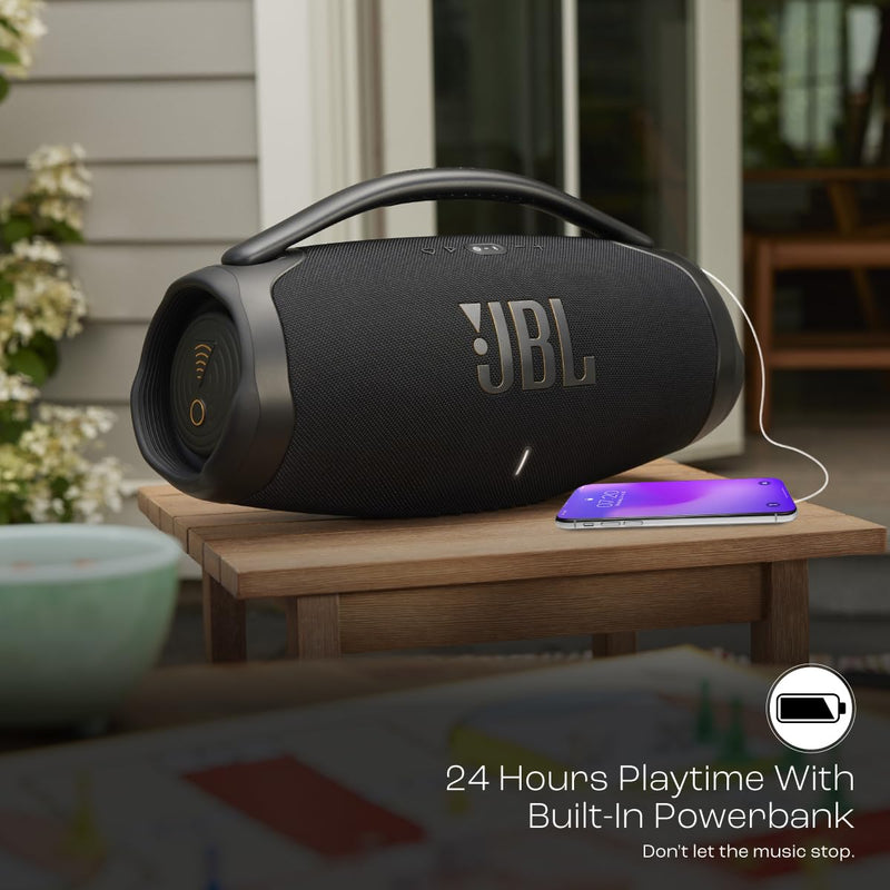 JBL Boombox 3 Wi-Fi, Wireless Portable Bluetooth Speaker, 24H Playtime, Deepest Bass, Built-in Powerbank, Wi-Fi with AirPlay, Alexa Multi-Room, Chromecast Built-in