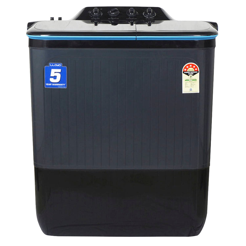 Lloyd Havells 7.5 Kg Semi Automatic Top Load Washing Machine (Glwms75Cbgel, Dark Grey With Blue Inner Lids, Double Layered Toughened Glass Lids)