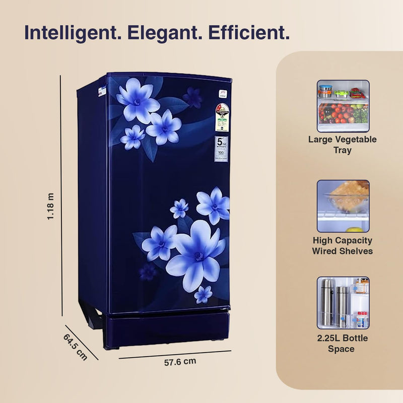 Godrej 180 L Direct Cool Single Door 2 Star Refrigerator with Jumbo Vegetable Tray And Wide Shelf Space (Pep Blue, RD EDGE 205B WRF PP BL)