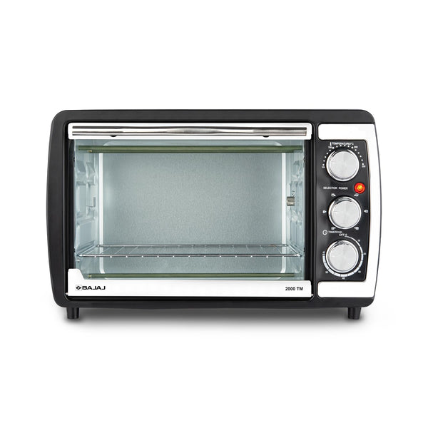 Bajaj 2000TM 20Ltr Oven Toaster Griller (20L OTG) 1400 Watts Oven For Kitchen Grilling, Baking, Toasting & Rotisserie,Transparent Glass Door,Temperature & Timer Control ,Black