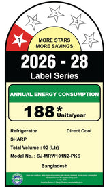 SHARP 92 L 2 Star Mini Direct Cool Single Door Refrigerator |Japan 7 Shields Protection|Vegetable Box| Toughened Glass shelves I (Metal Black, SJ-MRW1)