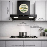 Faber Atom 60cm 1500m³/hr BLDC Autoclean Filterless T-Shape Chimney|Built In Oil Collector|Touch & Gesture Control | Hood ATOM BLDC TC FL HC SC BK IN 60