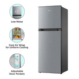 Midea 233 L 2 Star Frost Free Convertible, Real Inverter Double Door Refrigerator (MDRT324FGI50, Crystal Silver)