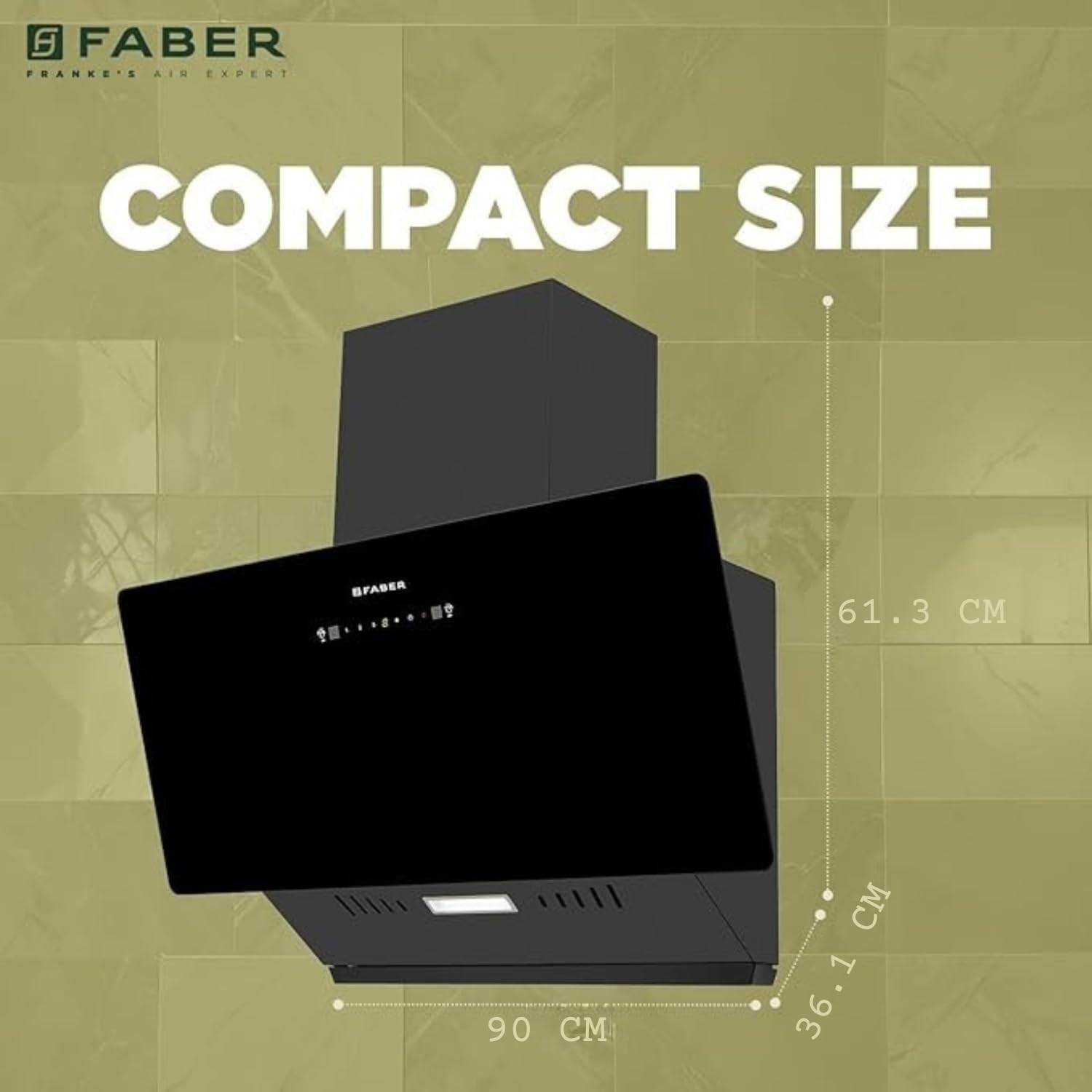 Faber Hood Trendy 90cm 1500 m³/hr BLDC Autoclean Slant Shape Chimney | Built In Oil Collector | Touch & Gesture Control | TRENDY IN BLDC HCSCFL BK 90