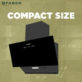 Faber Hood Trendy 90cm 1500 m³/hr BLDC Autoclean Slant Shape Chimney | Built In Oil Collector | Touch & Gesture Control | TRENDY IN BLDC HCSCFL BK 90