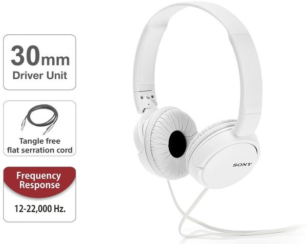 Sony MDR-ZX110AP On-Ear Stereo Headphones with Mic (White)