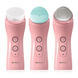 Havells SC5070 Facial Cleansing Brush with 3 Heads for Exfoliation, Cleaning and Brightening Iontophoresis, Smart Alert to Assist Usage, Rechargeable (Pink)