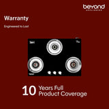 Beyond Appliances Quantum Pro 3 Burner | Gas Saver Stove | 5 Star Energy Rated | Auto Ignition | 77% Energy Efficient| Full Brass burners | LPG & PNG | ISI & LERC Certified
