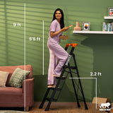 Bonkaso Alloy Steel Climb Master 4-Step Foldable Heavy Duty Ladder for Home, Indoor and Outdoor Purpose with Anti-Slip and Advanced Locking System - (
