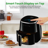 INALSA Non-Toxic Ceramic Coated Air fryer 5.5 L&1600 W Power|No PTFE,PFAS,PFOA &Microplastics|Visible Window|Digital Touch Panel,8 Presets|Low Oil Healthy Cooking, Tasty Fry CDW 5.5