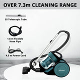 INALSA MELLERWARE Vacuum Cleaner 1400 Watt Bagless Cylinder Vacuum Cleaner MWVC 02 with Powerful Suction & High Energy Efficiency 1.5L Dust Box Capacity (Aqua Green/Black) (Bagless Cyclonic MWVC 02)