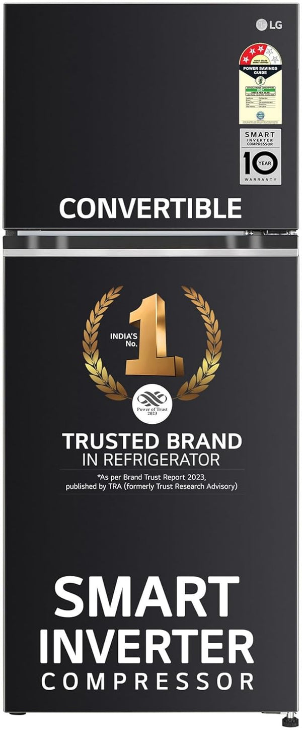 LG 246 L 3 Star Smart Inverter Frost-Free Double Door Refrigerator (, GL-S262SESX, Ebony Sheen, Convertible)