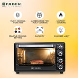 Faber 34L 1600W OTG | Bake, Toast, Roast, Grill | 4 Heating Functions, Upper & Lower Heating, Rottisserie, 360