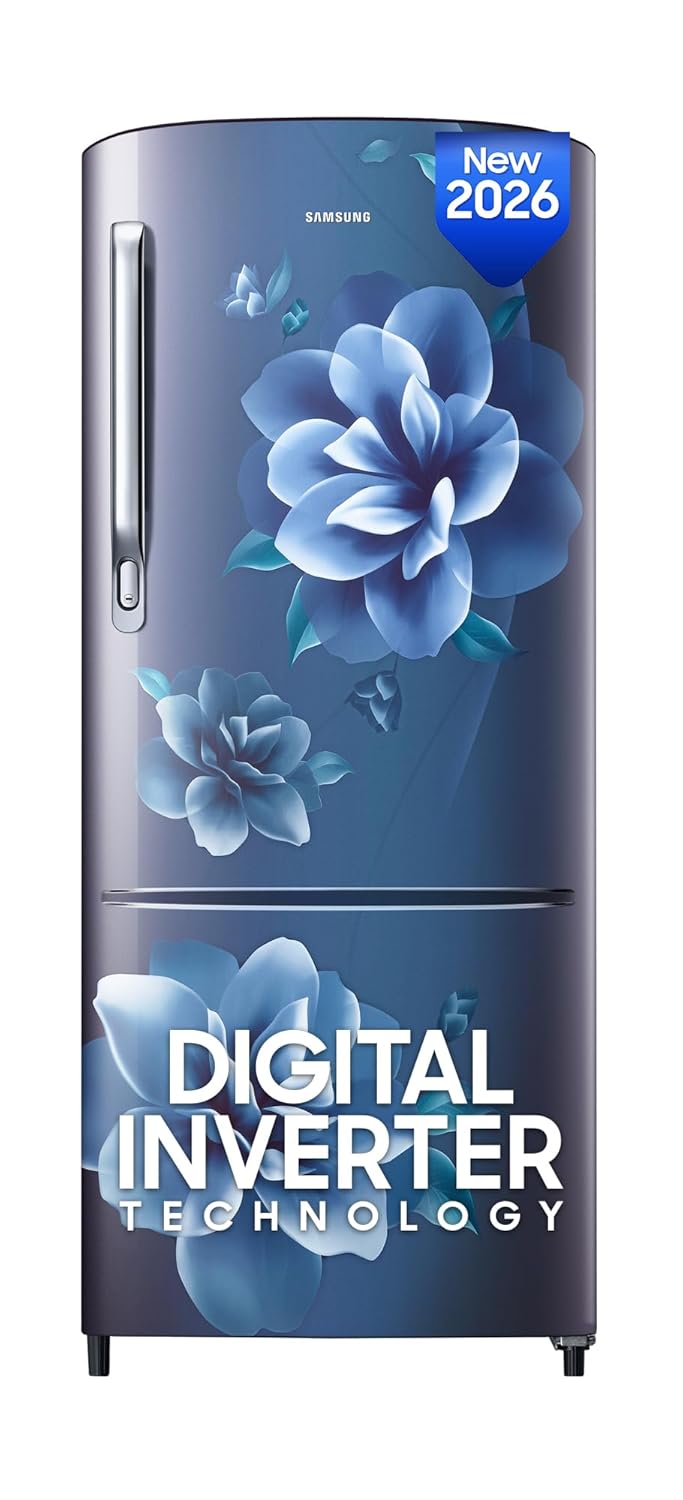 Samsung 183 L, 3 Star, Digital Inverter, Direct-Cool Single Door Refrigerator (RR20H2723CU/NL, Camellia Blue, Single Touch Defrost, )
