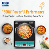 KENT Emerald 1500 W Induction Cooktop Touch Panel (Black, 116129)