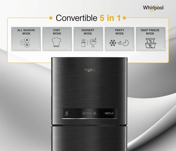 Whirlpool 411L 2 Star IntelliFresh Convertible Inverter Frost Free Double Door Refrigerator (IF INV CNV 455 Steel Onyx-Z, 2s)