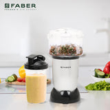 Faber 3-In-1 Sportz Blender |Chopping Jar, Smoothie & Grinding Jar (Wet & Dry)| Abs Body, Detachable Ss Blades, 400 Watts Motor, 1 Sipper Cap & 3 Lids, 2 Spill Proof Jars & 1 Chopping Bowl| (Silver)