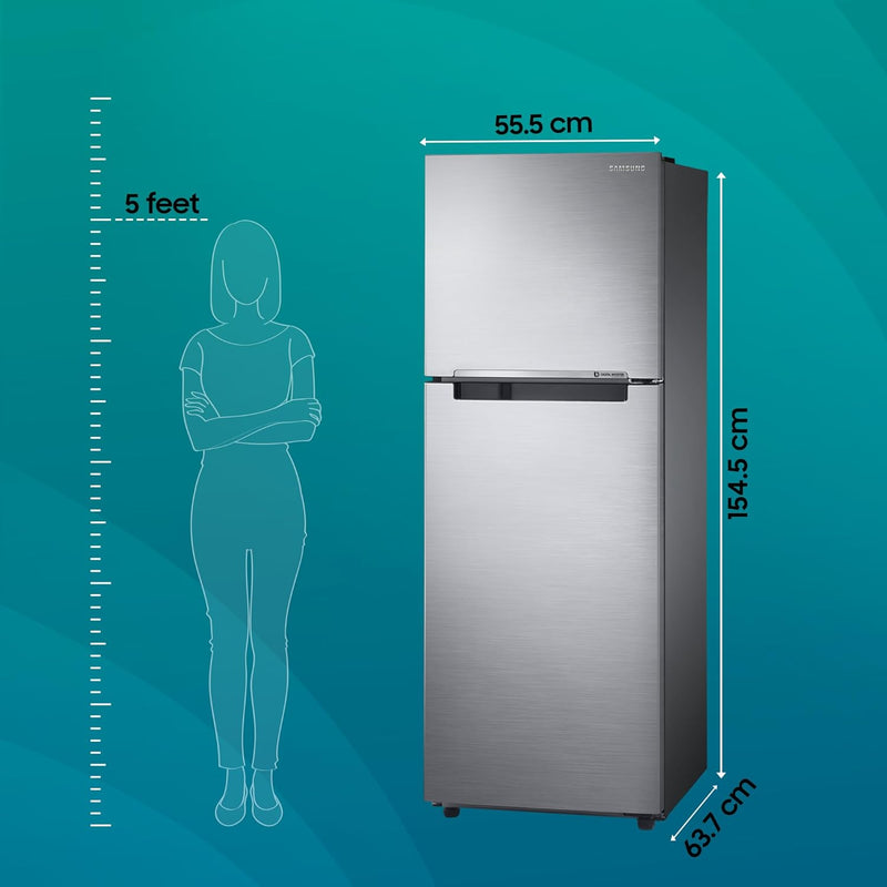 Samsung 236 L, 3 Star, Digital Inverter, Frost Free Double Door Refrigerator (RT28C3053S8/HL, Silver, Elegant Inox, 2024 Model)