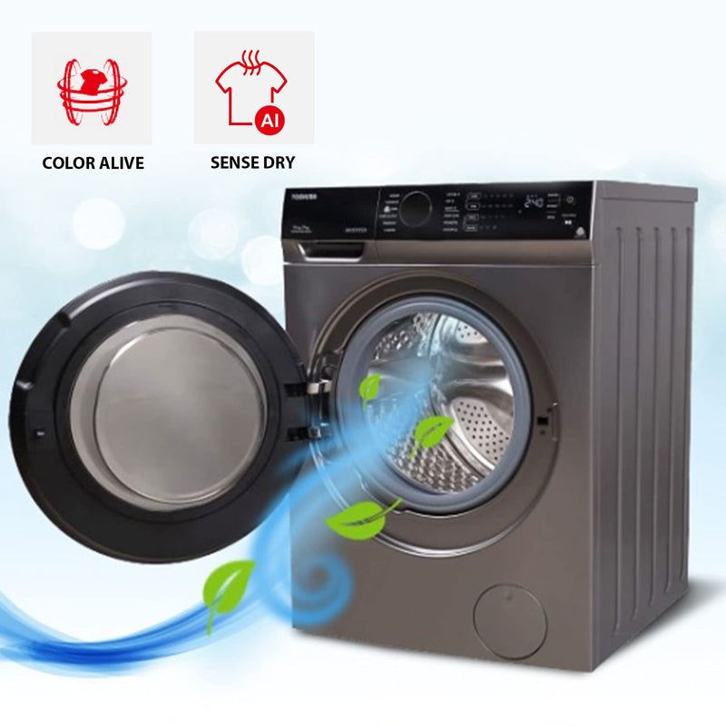 TOSHIBA 11/7 Kg Inverter Fully Automatic Front Loading Washing Dryer (TWD-BK120M4-IND(SK), Premium Silver)