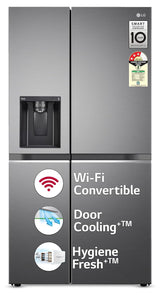 LG 630 L 3 Star Frost Free Smart Inverter Wi-Fi Double Door Side by Side Refrigerator (GL-L257CPZ3, Shiny SteelWith Water & Ice Dispenser)