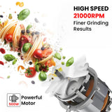 INALSA Mixer Grinder|500W Powerful Motor|High RPM 21000 for Finer Grinding Result|3 Stainless Steel Jars (1.2 L,0.8 L,0.4 L)|Leak-Proof Lid|3 Speed Control & Pulse FunctioN|Jazz Bold