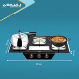BAJAJ GF8 Frameless with 1 Jumbo Glass C Manual Gas Stove  (3 Burners)