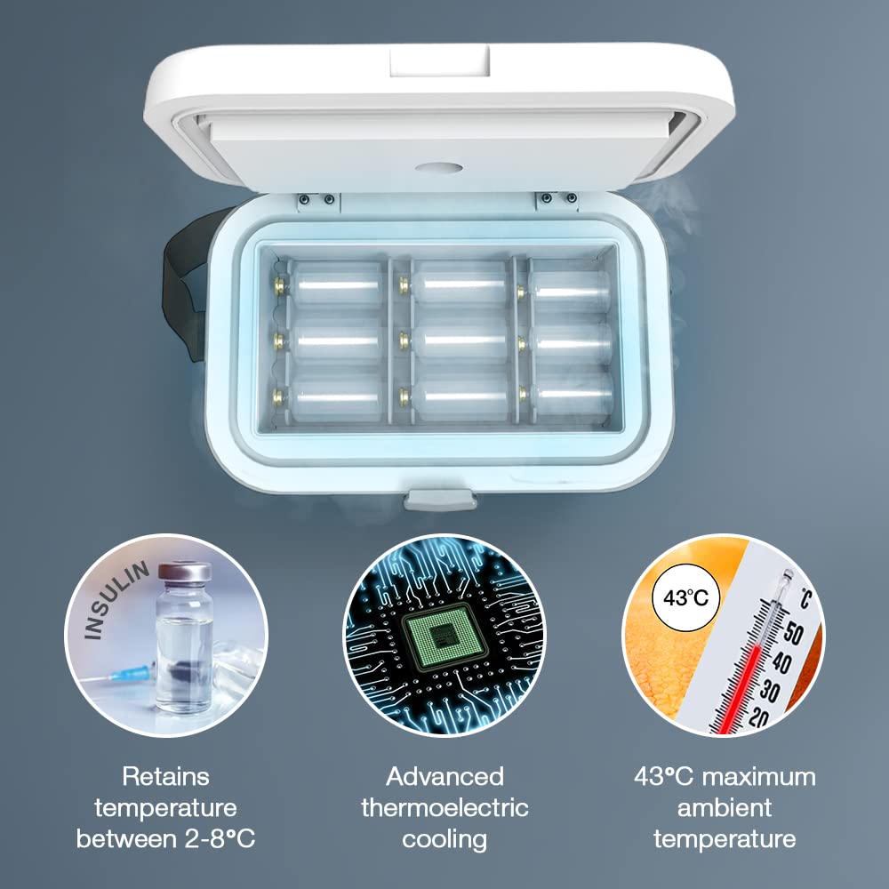 Godrej Portable Insulin Cooler for Diabetics (TEC InsuliCool + 0.5L, Grey, maintains precise temperature of 2-8°C for Insulin vial storage)