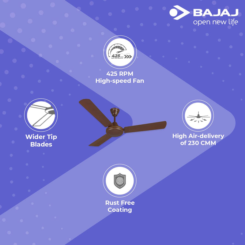 Bajaj Brezza 425 1200 Mm Ceiling Fan Brown