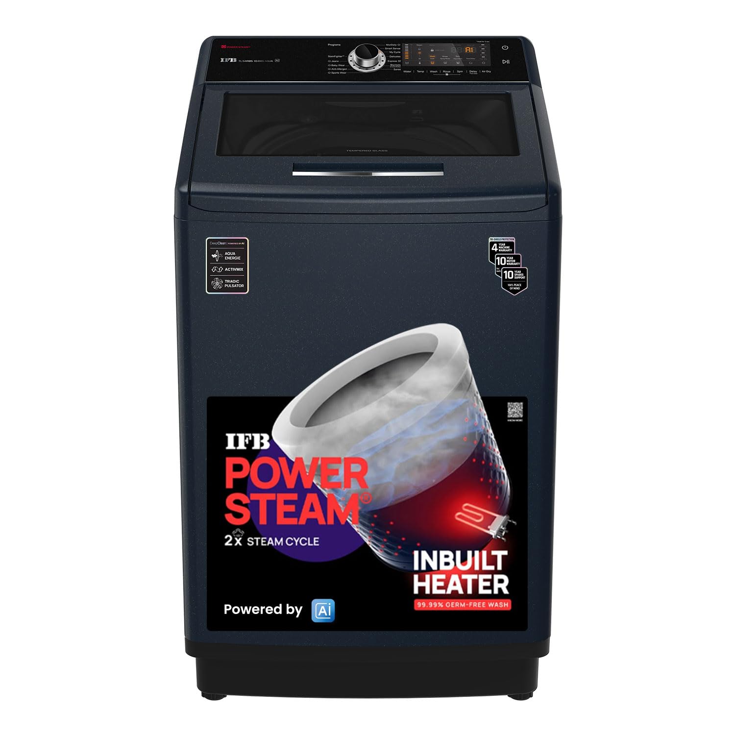 IFB 10 kg 5 Star with DeepClean Technology, PowerSteam, AI Powered,Aqua Energie Fully Automatic Top Load Washing Machine with In-built Heater Grey, Black (TL-S4RBS 10.0 KG AQUA)