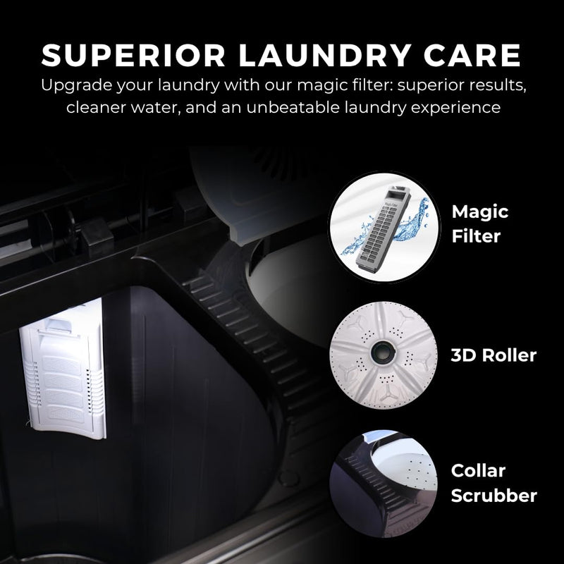 Ionstar 7 Kg Semi Automatic Washing Machine - 5 Star Rated - 2025 - Top Load - Jet Pulsator - Magic Filter - Special Air Dryer - Buzzer - Wheels - Powerful Copper Motor - 1500 RPM (STAR70-AQUA-G)