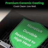 INALSA Non-Toxic Ceramic Coated Air fryer 5.5 L&1600 W Power|No PTFE,PFAS,PFOA &Microplastics|Visible Window|Digital Touch Panel,8 Presets|Low Oil Healthy Cooking, Tasty Fry CDW 5.5