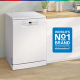 Bosch 14 Place Setting with intensive Kadhai Program, Steam Treatment,WiFi, 3-Stage Adjustable Upper Rack - (SMS6IKW01I - White,Glass Protection Technology)