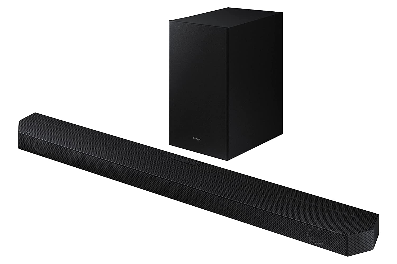 Samsung Q-Symphony Soundbar (HW-Q600C/XL), USB, Bluetooth with 3.1.2 Channel, Wireless Subwoofer, and 2 Up-Firing Speakers, Dolby Atmos Music (Black)