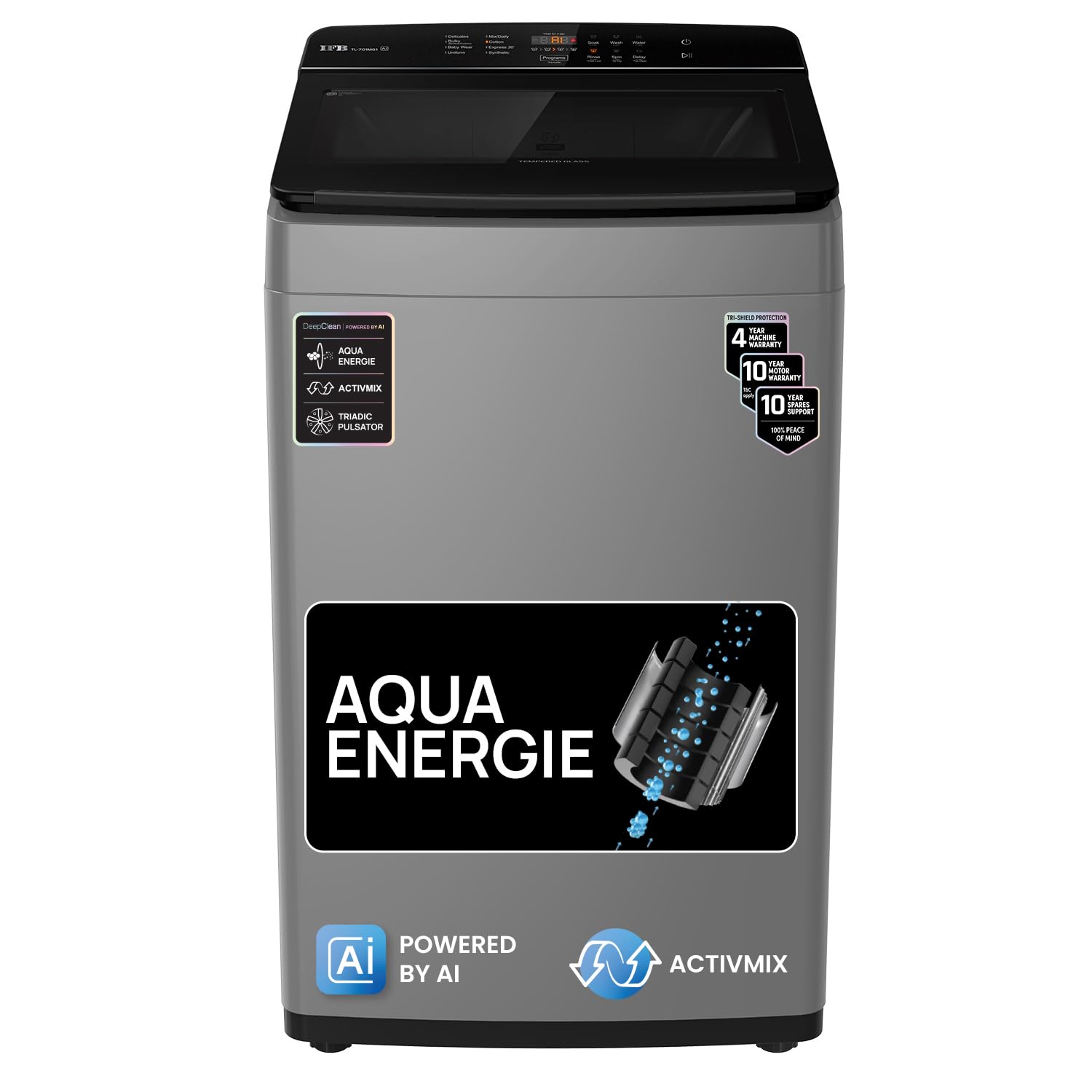 IFB 8 Kg 5 Star with Deep Clean® Technology, AI Powered, Fully Automatic Top Load Washing Machine (TL801MG1, ActivMix, Aqua Energie, Med Grey)