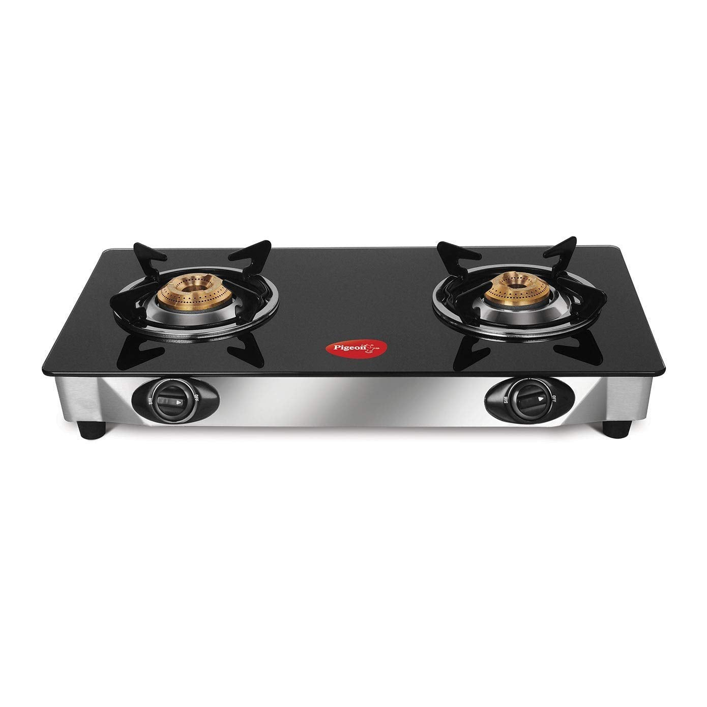 Pigeon by Stovekraft Stainless Steel Ayush Glasstop 2 Burner Gas Stove (Black)