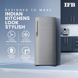 IFB 197L 5 Star Direct Cool Single Door Refrigerator (2024 Model, IFBDC-2235DBSE, Brush Grey, Advanced Inverter Compressor, Extraordinary Storage with Humidity Controller)