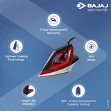 Bajaj Splendora Dry Iron Red Black 1100W (Steam Iron)