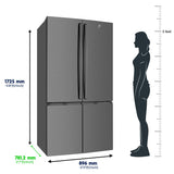 Electrolux 600L Frost Free Inverter French Door Refrigerator, TasteLockPlus Technology, FlexStor, Matte Dark Grey Stainless Steel, UltimateTaste 700, EQE6000A-B | Open Box like New |