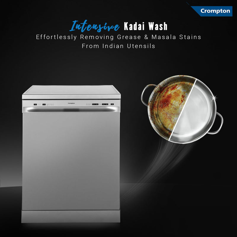 Crompton 13 Place Setting Freestanding Dishwasher (Voilla 13 PS ENT,Silver Inox,FS-DWVOA13PS-ENT)