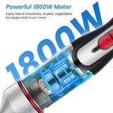 INALSA Nutri Blender with Hand Blender Attachment|1800W DC Motor|20 Speed Control + Turbo Speed|Chopping, Whisking,Frothing & 2Ready To Go Bottles|SS Blades & Rod|2 Yr Warranty|1800 Blend N Go