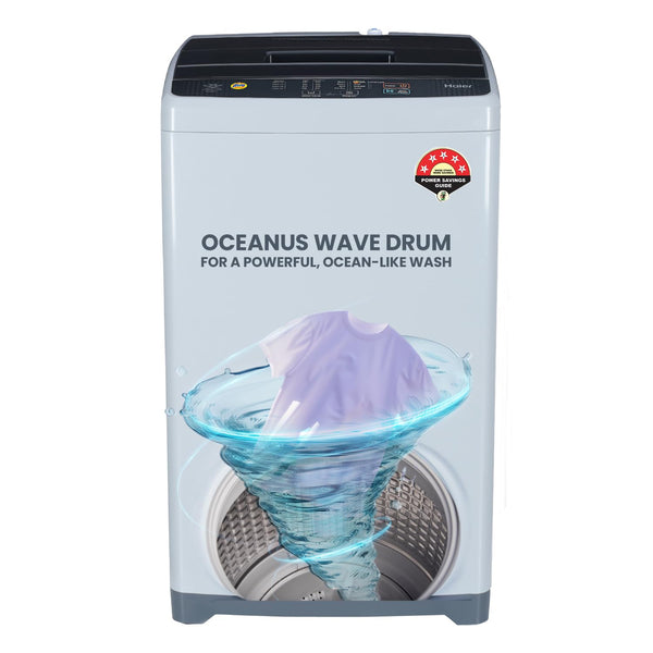 Haier 7 kg 5 Star Oceanus Wave Drum Washing Machine Fully Automatic Top Load (HWM70-AE, Moonlight Silver)
