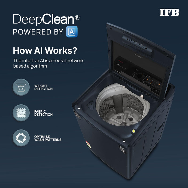 IFB 10 kg 5 Star with DeepClean Technology, PowerSteam, AI Powered,Aqua Energie Fully Automatic Top Load Washing Machine with In-built Heater Grey, Black (TL-S4RBS 10.0 KG AQUA)