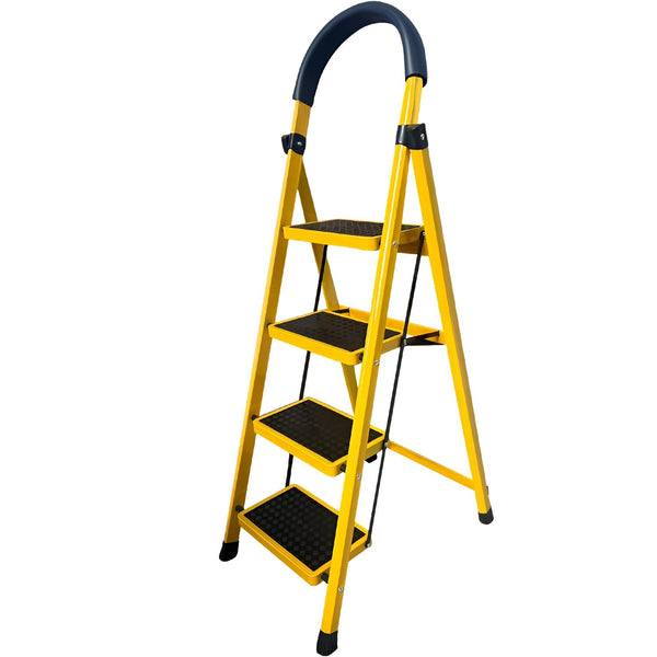 Asian Paints TruCare 4-Steps Trendy Steel Ladder, Foldable Ladder for Home & Office use, Durable, Wide, Anti-Skid, Lightweight & Easy to Carry, with 5